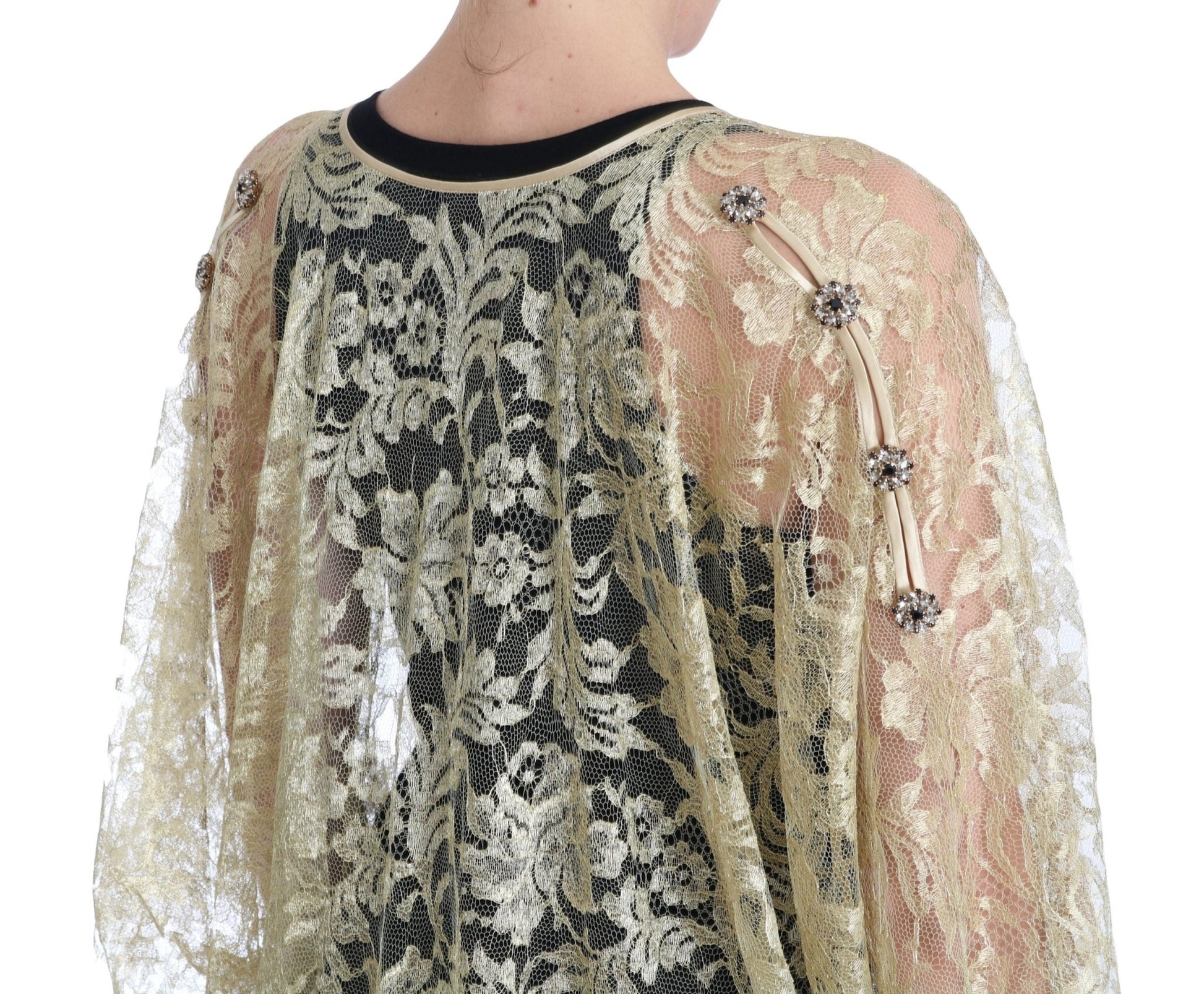 Dolce & Gabbana Golden Floral Lace Kaftan Sundress - Sandy Store ByNet