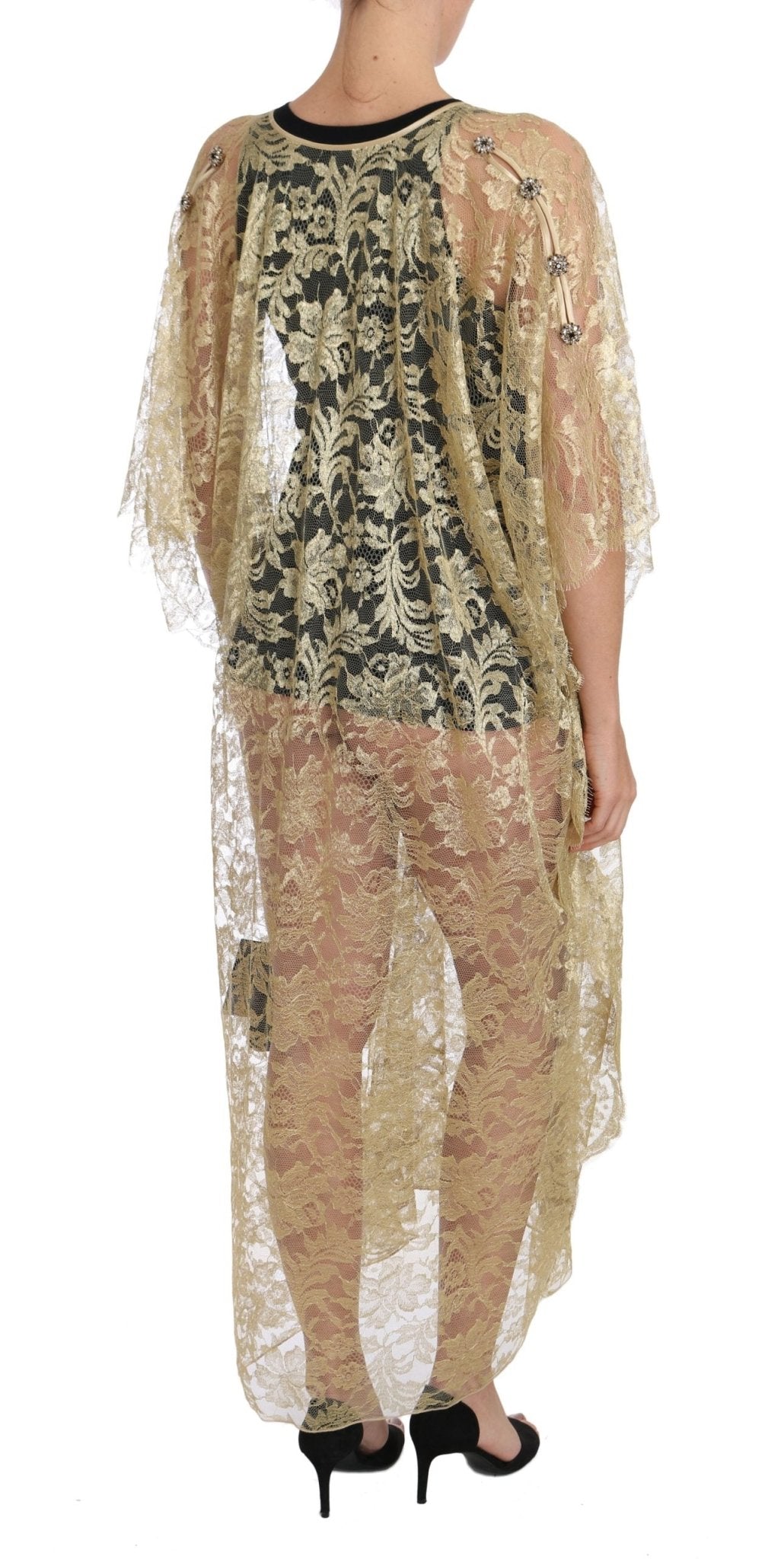 Dolce & Gabbana Golden Floral Lace Kaftan Sundress - Sandy Store ByNet