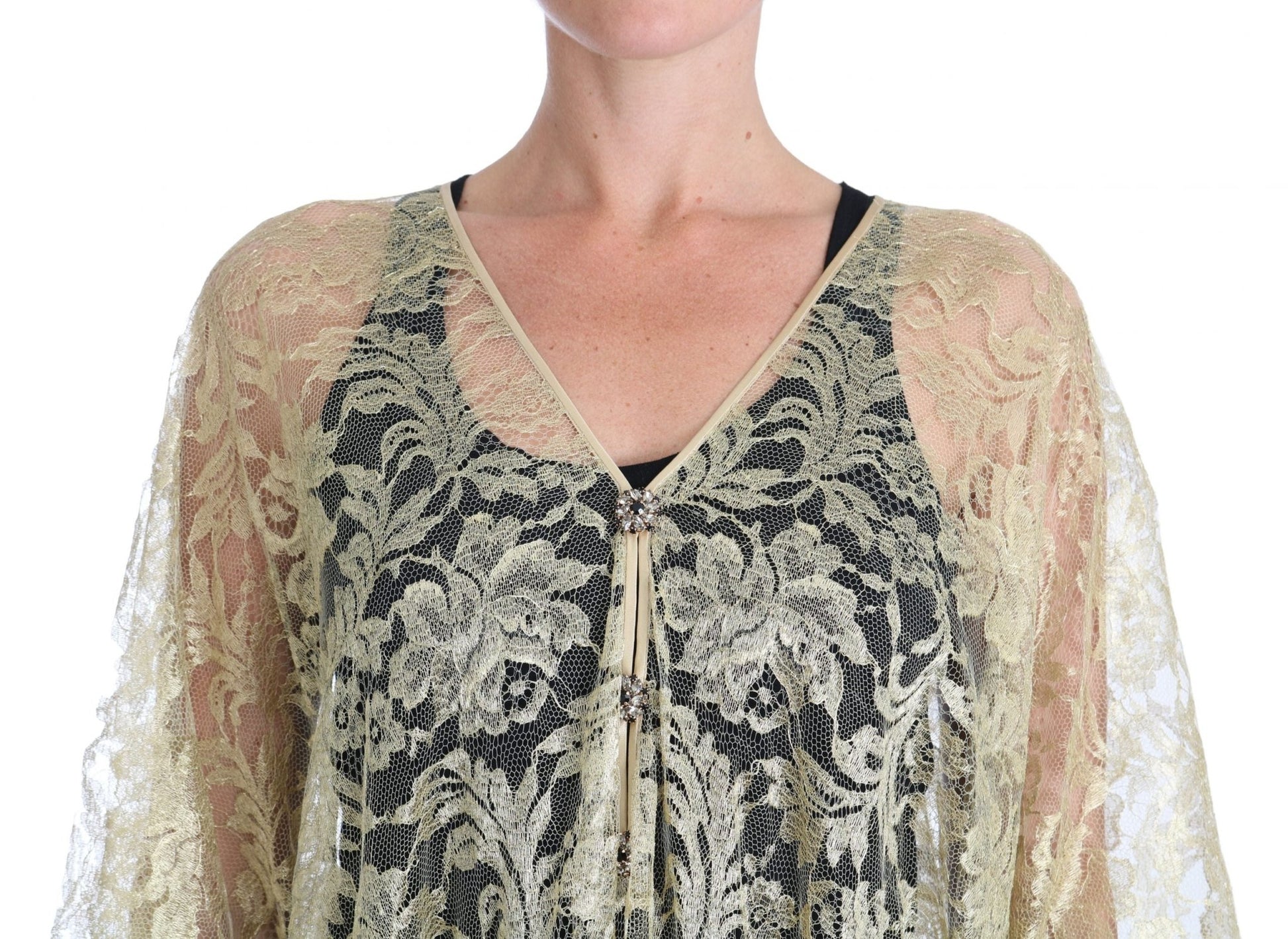 Dolce & Gabbana Golden Floral Lace Kaftan Sundress - Sandy Store ByNet