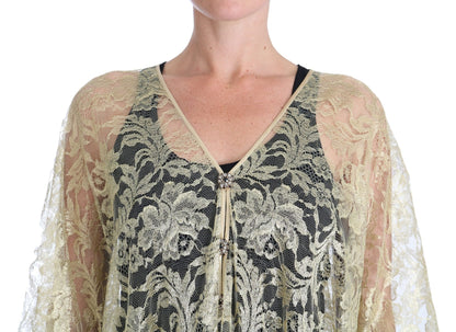 Dolce & Gabbana Golden Floral Lace Kaftan Sundress - Sandy Store ByNet