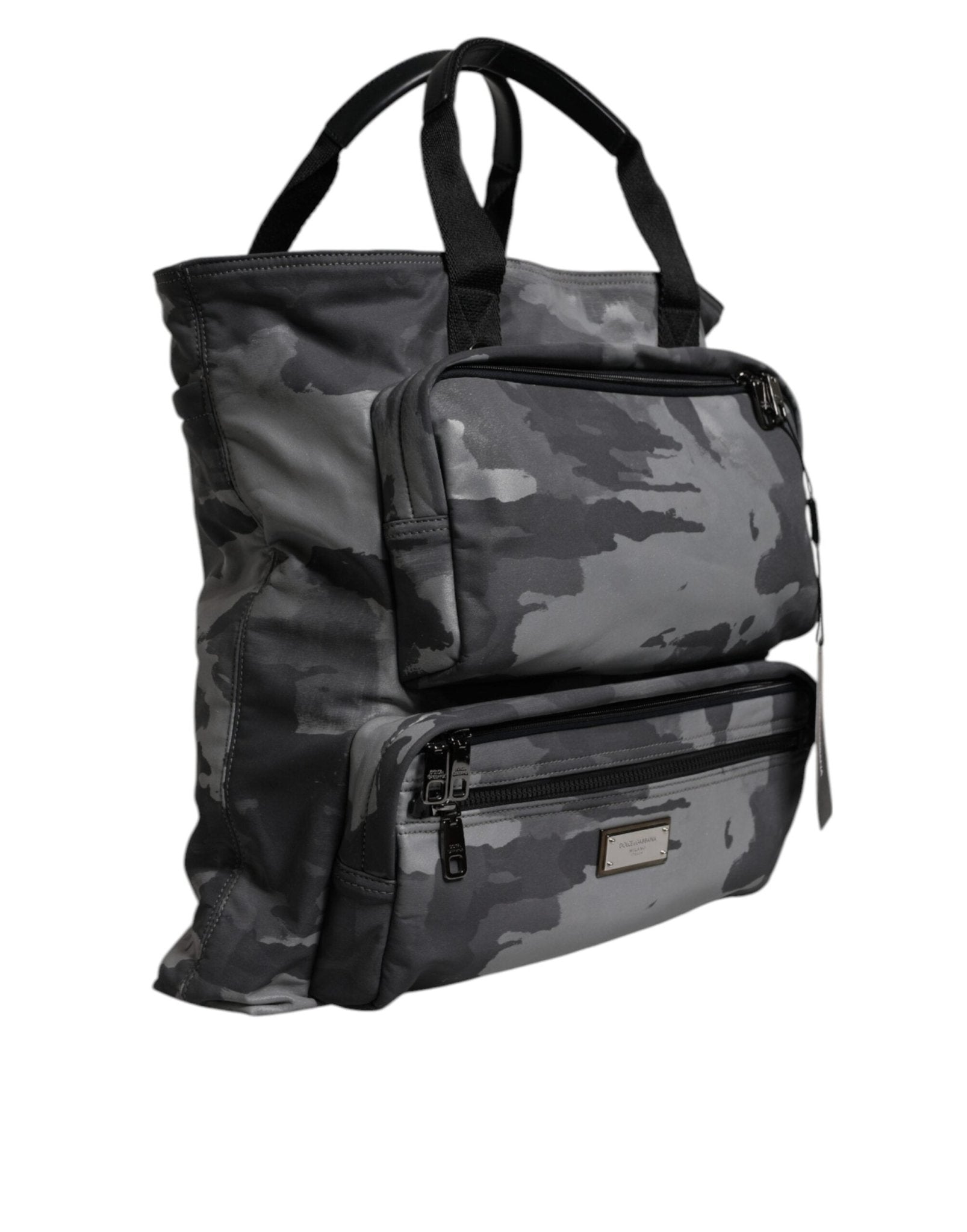 Dolce & Gabbana Gray Camo Cotton Multiple Compartments Tote Bag - Sandy Store ByNet