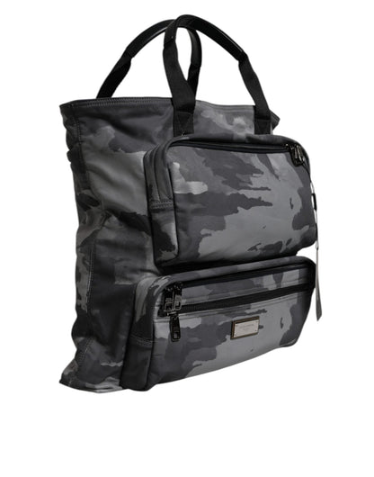Dolce & Gabbana Gray Camo Cotton Multiple Compartments Tote Bag - Sandy Store ByNet