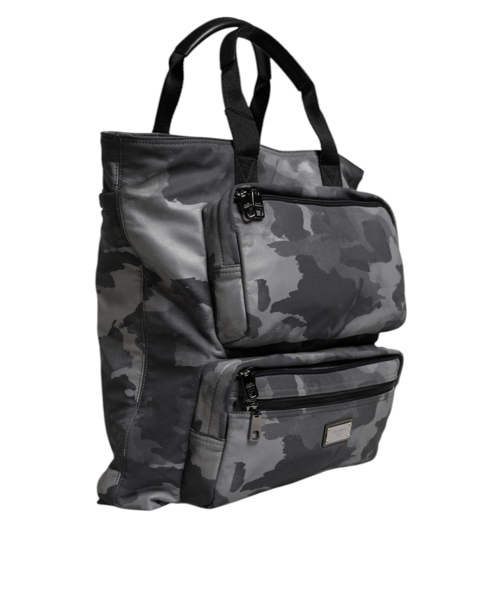 Dolce & Gabbana Gray Camo Cotton Multiple Compartments Tote Bag - Sandy Store ByNet