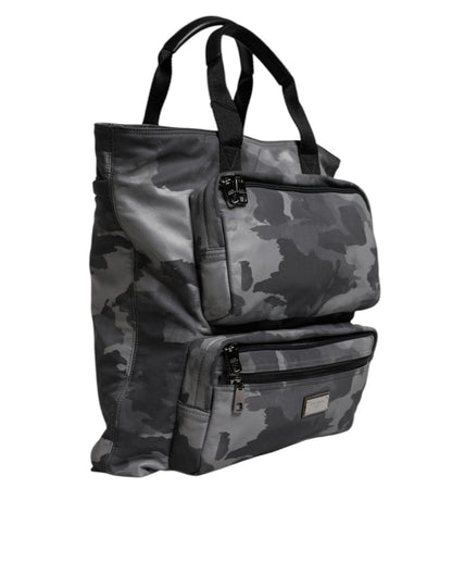 Dolce & Gabbana Gray Camo Cotton Multiple Compartments Tote Bag - Sandy Store ByNet