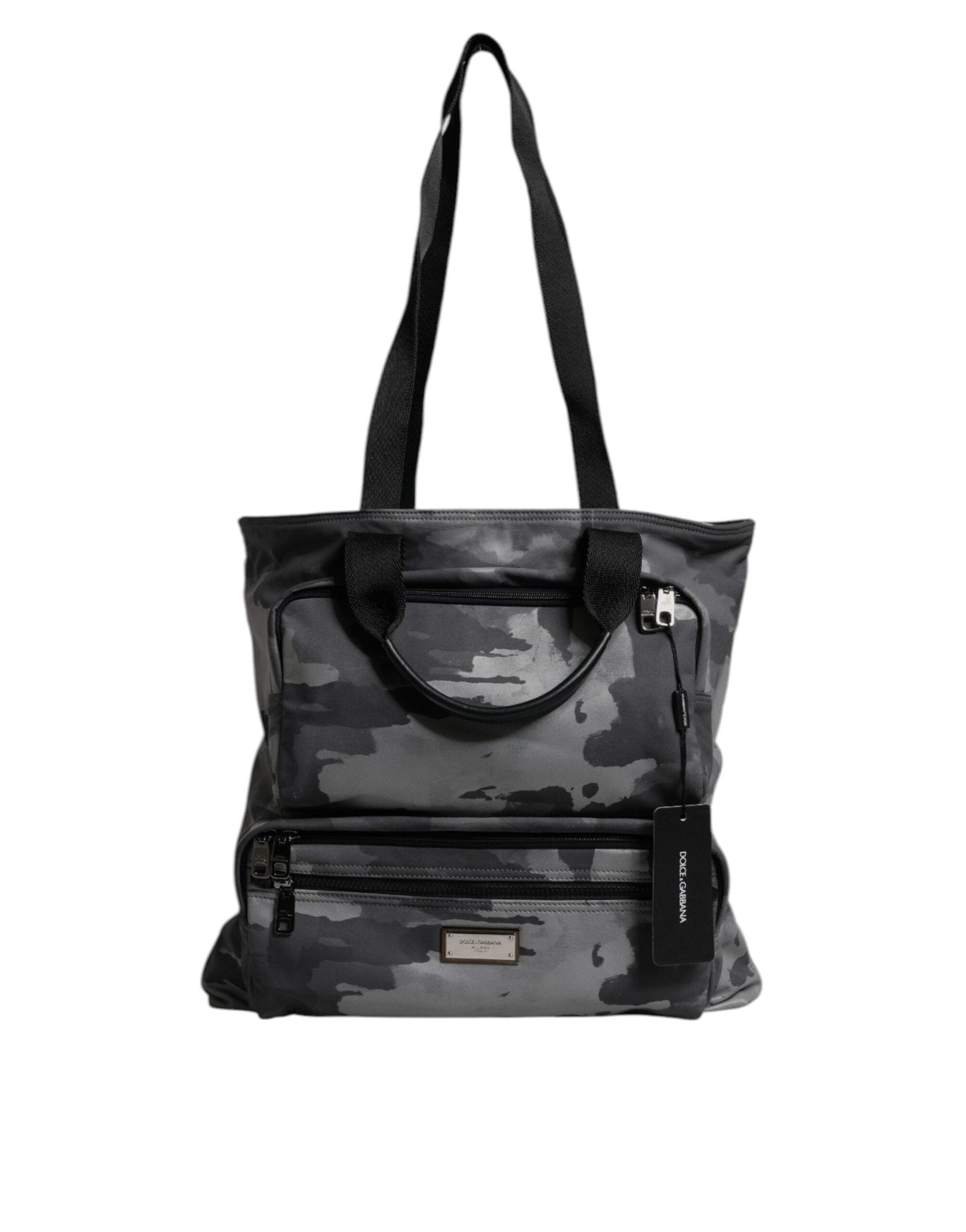 Dolce & Gabbana Gray Camo Cotton Multiple Compartments Tote Bag - Sandy Store ByNet