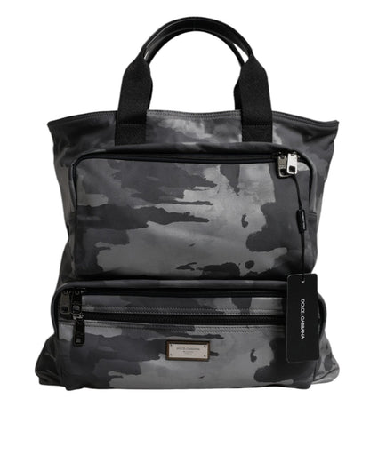 Dolce & Gabbana Gray Camo Cotton Multiple Compartments Tote Bag - Sandy Store ByNet