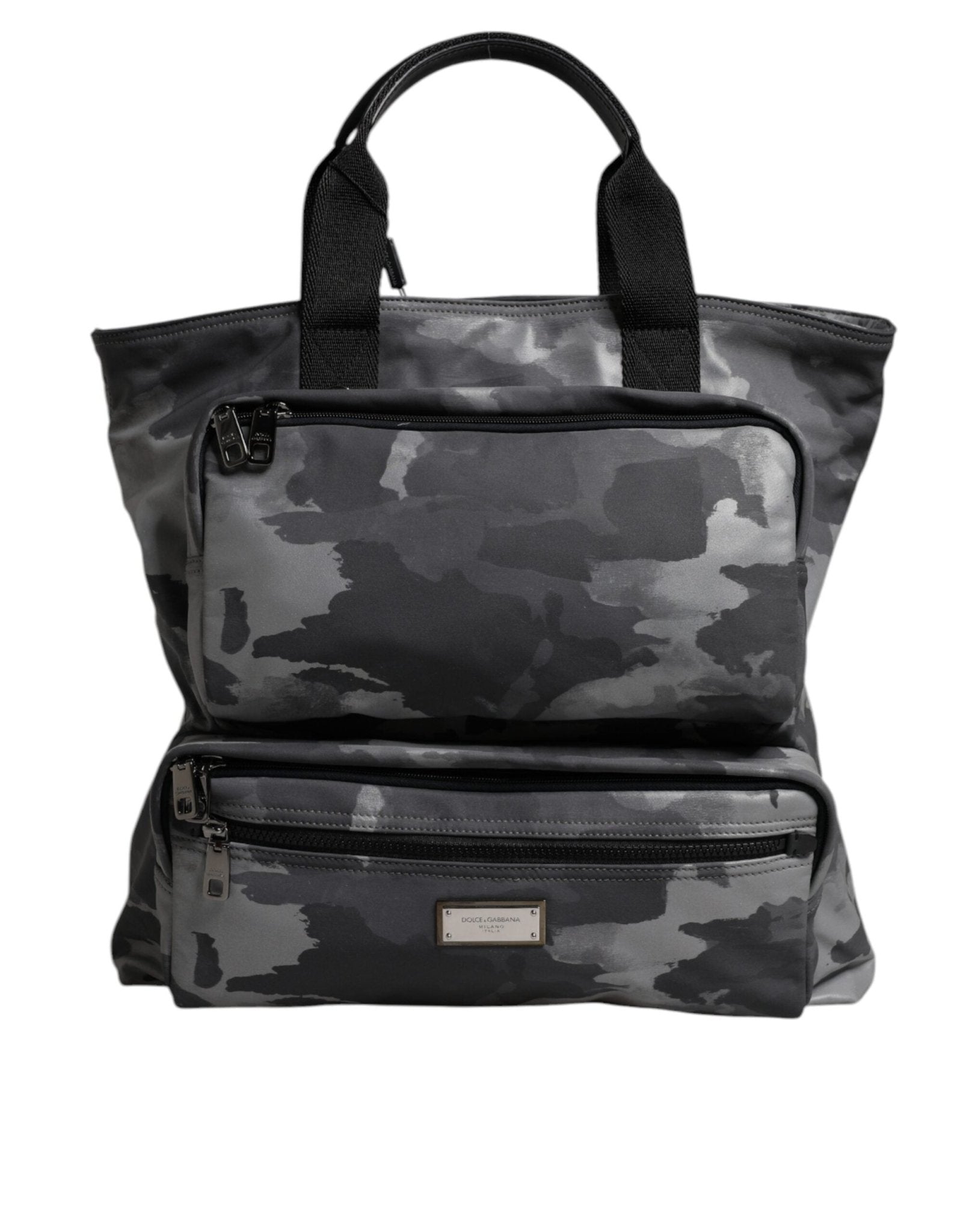Dolce & Gabbana Gray Camo Cotton Multiple Compartments Tote Bag - Sandy Store ByNet