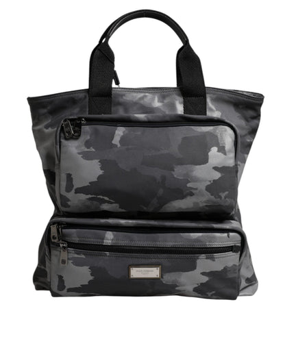 Dolce & Gabbana Gray Camo Cotton Multiple Compartments Tote Bag - Sandy Store ByNet