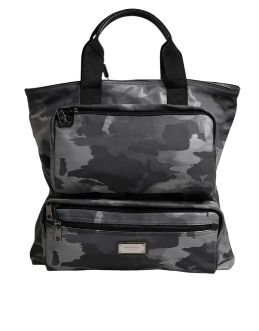 Dolce & Gabbana Gray Camo Cotton Multiple Compartments Tote Bag - Sandy Store ByNet