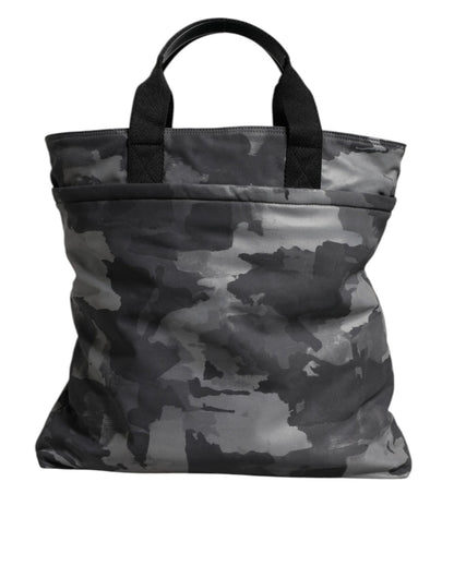 Dolce & Gabbana Gray Camo Cotton Multiple Compartments Tote Bag - Sandy Store ByNet