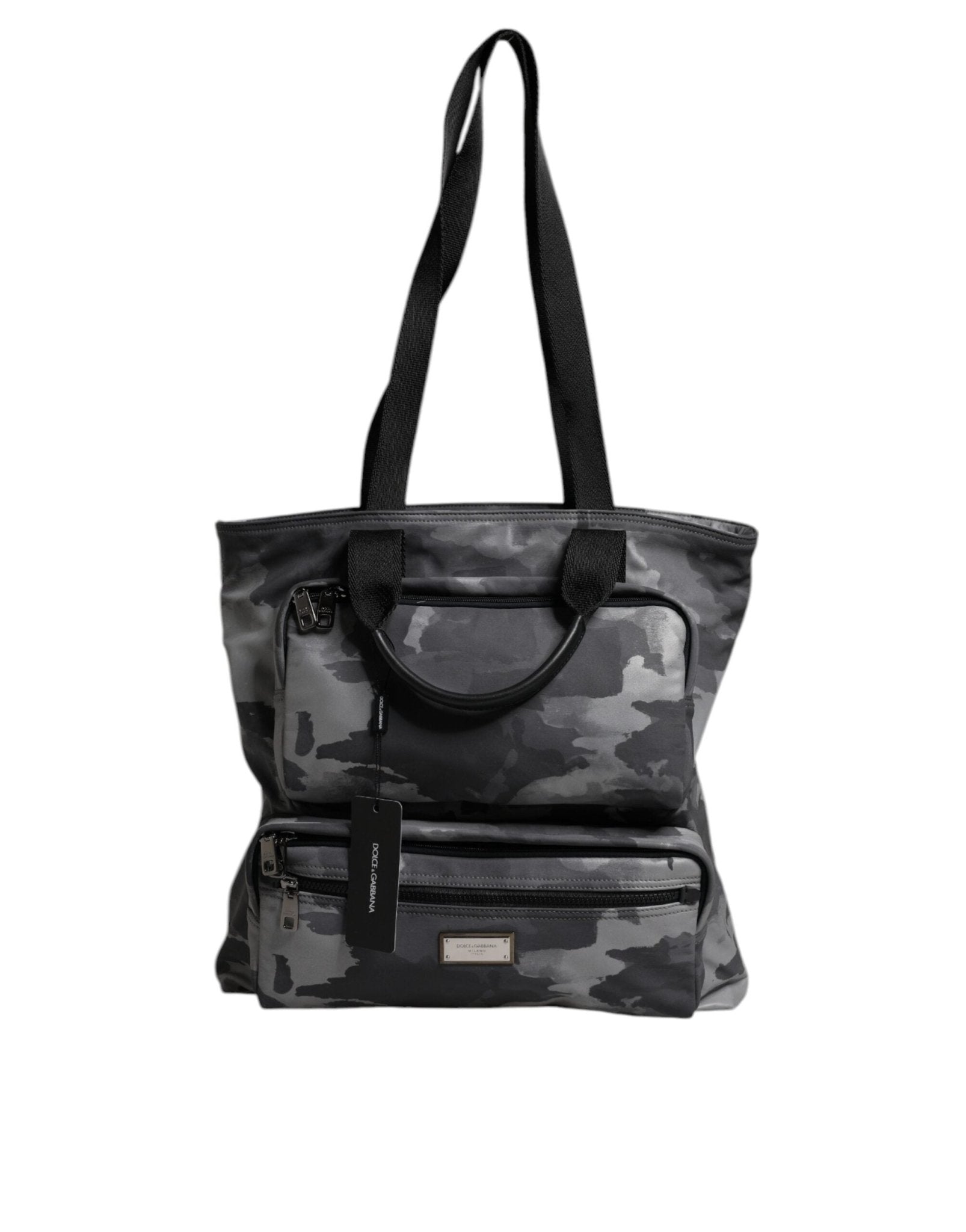 Dolce & Gabbana Gray Camo Cotton Multiple Compartments Tote Bag - Sandy Store ByNet
