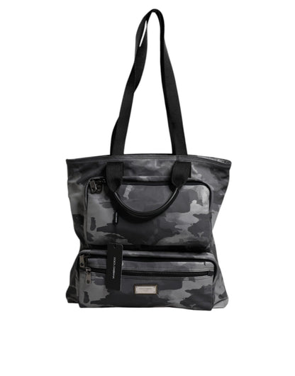 Dolce & Gabbana Gray Camo Cotton Multiple Compartments Tote Bag - Sandy Store ByNet