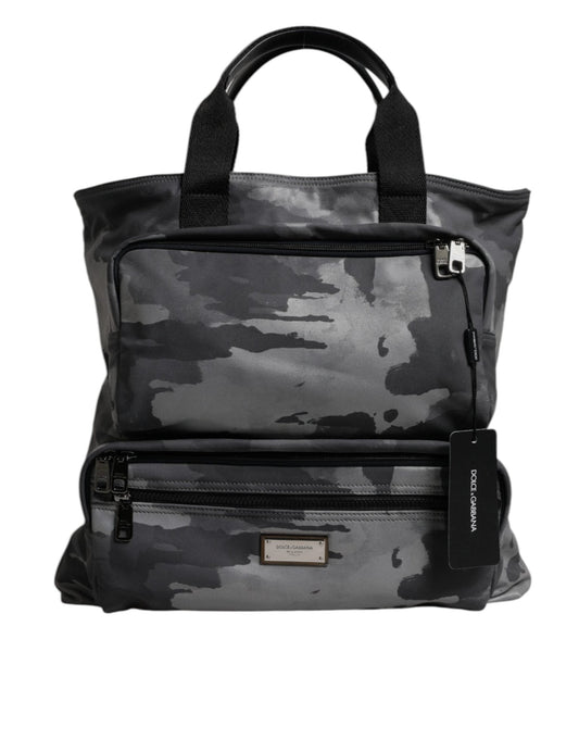Dolce & Gabbana Gray Camo Cotton Multiple Compartments Tote Bag - Sandy Store ByNet