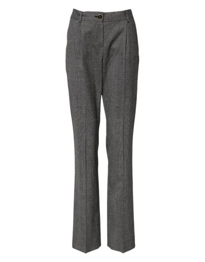 Dolce & Gabbana Gray Checkered High Waist Flared Pants – IT36|XXS par Dolce & Gabbana | Disponible sur Sandy Store ByNet