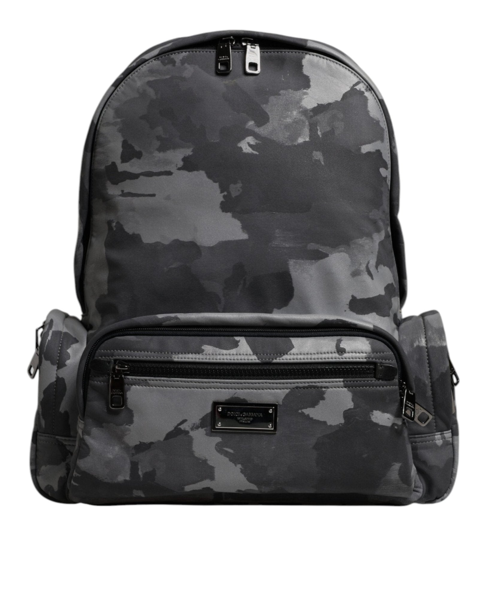 Dolce & Gabbana Gray Cotton Camouflage Logo Plaque Backpack Bag - Sandy Store ByNet