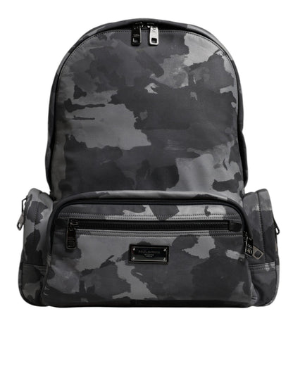 Dolce & Gabbana Gray Cotton Camouflage Logo Plaque Backpack Bag - Sandy Store ByNet