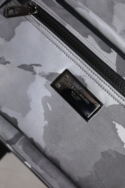 Dolce & Gabbana Gray Cotton Camouflage Logo Plaque Backpack Bag - Sandy Store ByNet