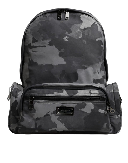 Dolce & Gabbana Gray Cotton Camouflage Logo Plaque Backpack Bag - Sandy Store ByNet