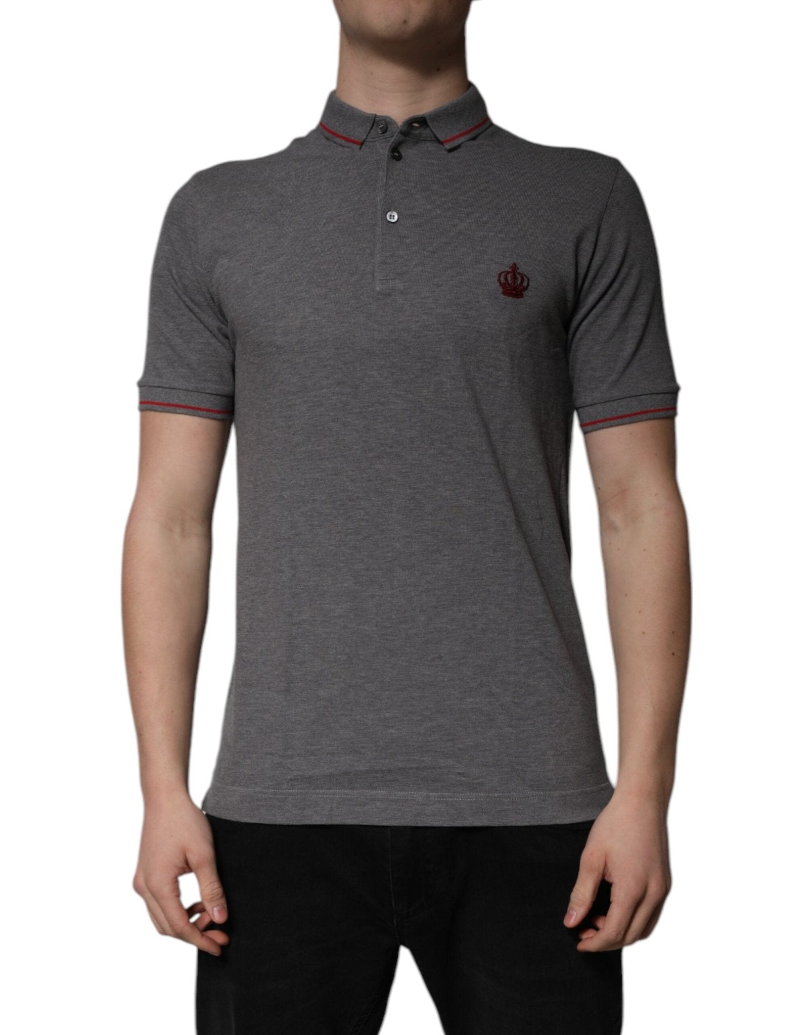 Dolce & Gabbana Gray Cotton Crown Collared Polo T-shirt – IT44 | XS par Dolce & Gabbana | Disponible sur Sandy Store ByNet