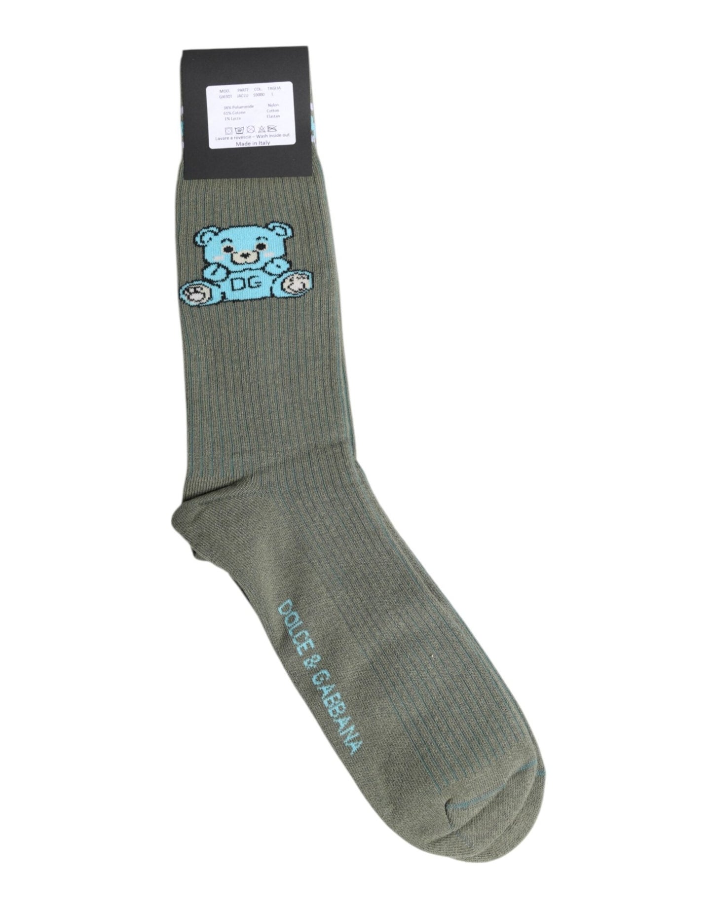 Dolce & Gabbana Gray Cotton DG Bear Mid Calf Socks – L par Dolce & Gabbana | Disponible sur Sandy Store ByNet