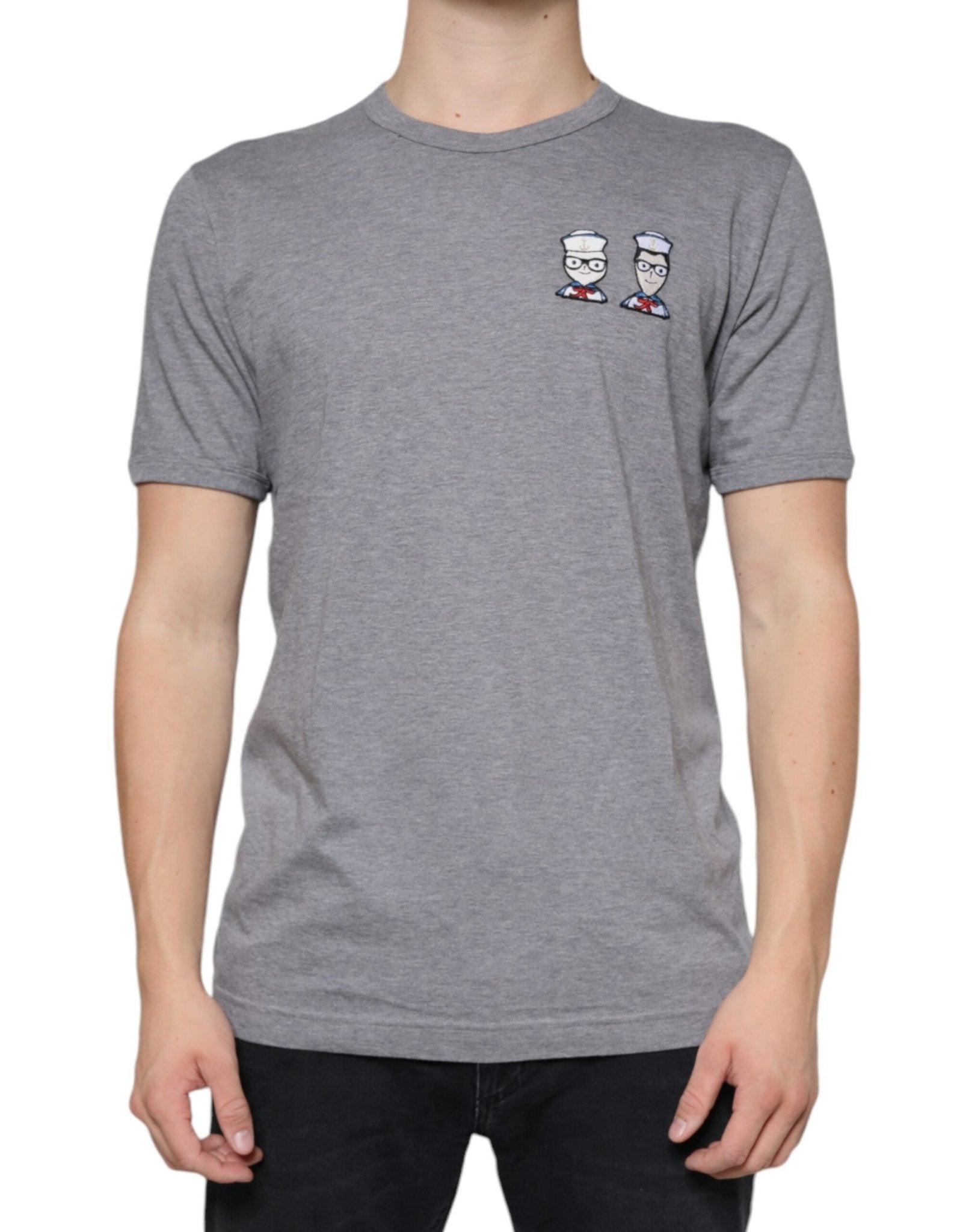 Dolce & Gabbana Gray Cotton DGFamily Short Sleeves T-shirt – IT52 | XL par Dolce & Gabbana | Disponible sur Sandy Store ByNet