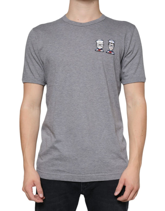 Dolce & Gabbana Gray Cotton DGFamily Short Sleeves T-shirt – IT52 | XL par Dolce & Gabbana | Disponible sur Sandy Store ByNet