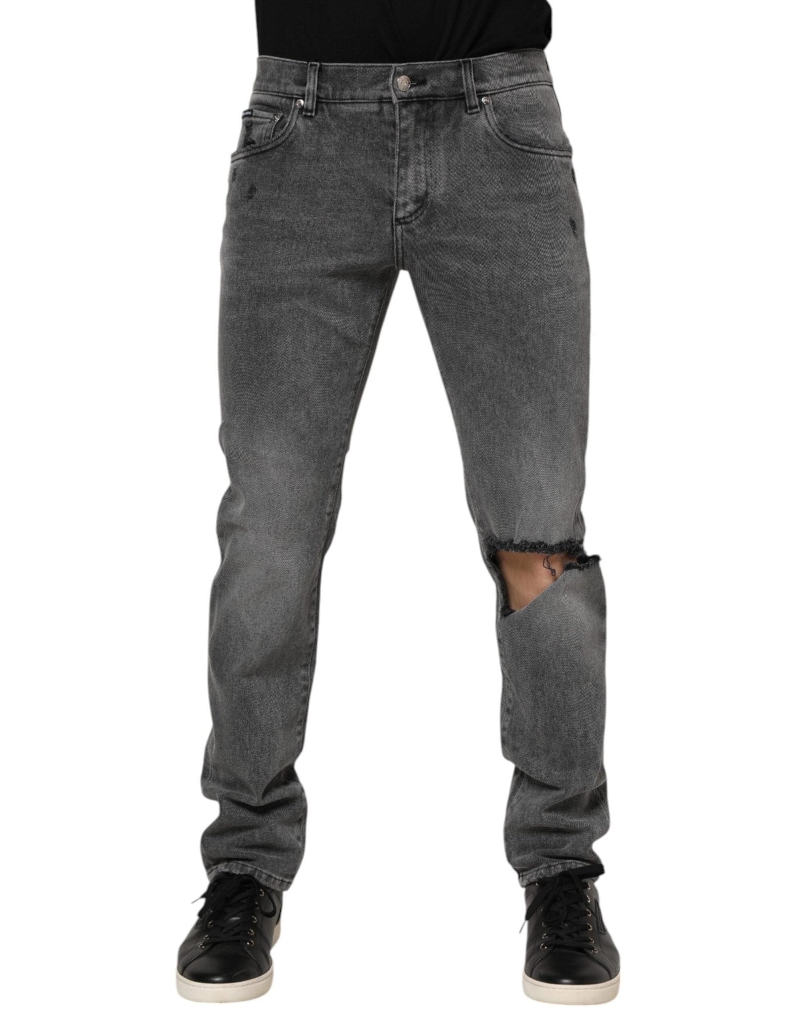 Dolce & Gabbana Gray Cotton Logo Plaque Denim Jeans – IT48 | M par Dolce & Gabbana | Disponible sur Sandy Store ByNet