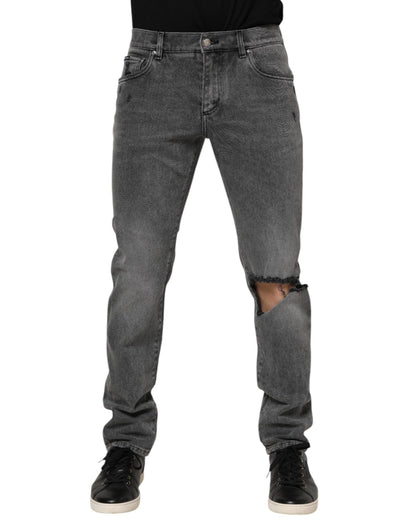 Dolce & Gabbana Gray Cotton Logo Plaque Denim Jeans – IT48 | M par Dolce & Gabbana | Disponible sur Sandy Store ByNet