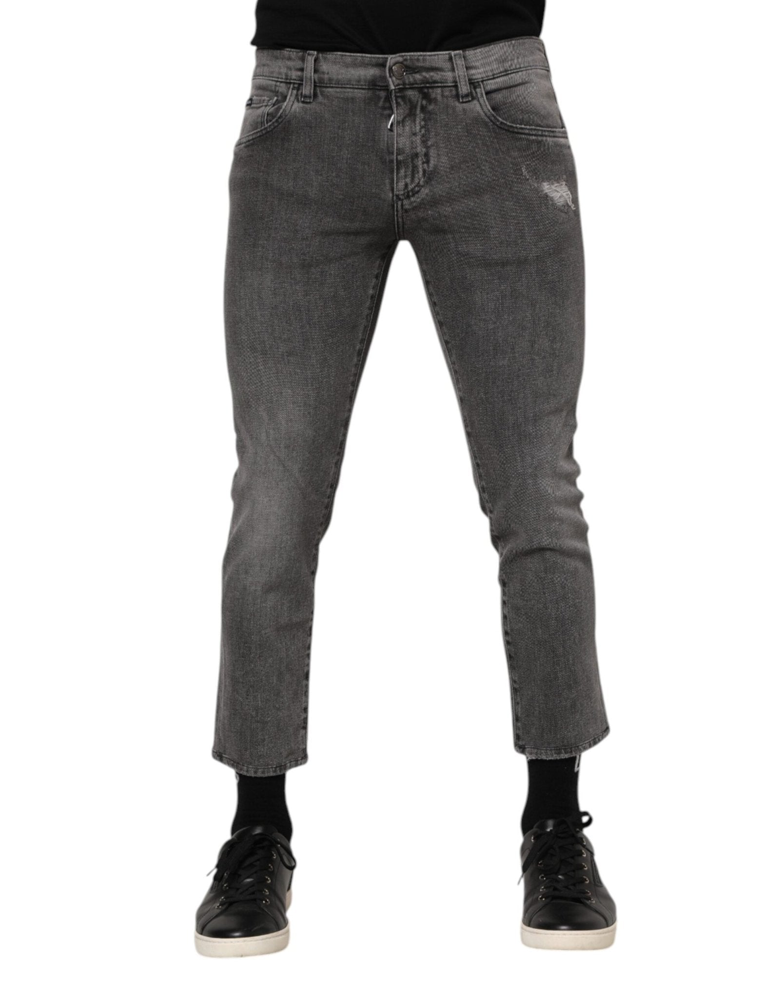 Dolce & Gabbana Gray Cotton Logo Plaque Men Denim Jeans – IT46 | S par Dolce & Gabbana | Disponible sur Sandy Store ByNet