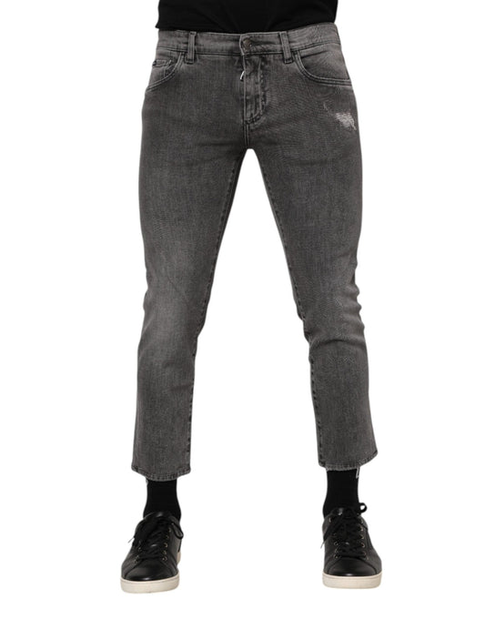 Dolce & Gabbana Gray Cotton Logo Plaque Men Denim Jeans – IT46 | S par Dolce & Gabbana | Disponible sur Sandy Store ByNet