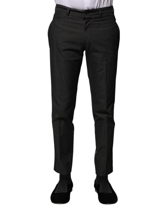Dolce & Gabbana Gray Cotton Patterned Formal Pants – IT44 | XS par Dolce & Gabbana | Disponible sur Sandy Store ByNet