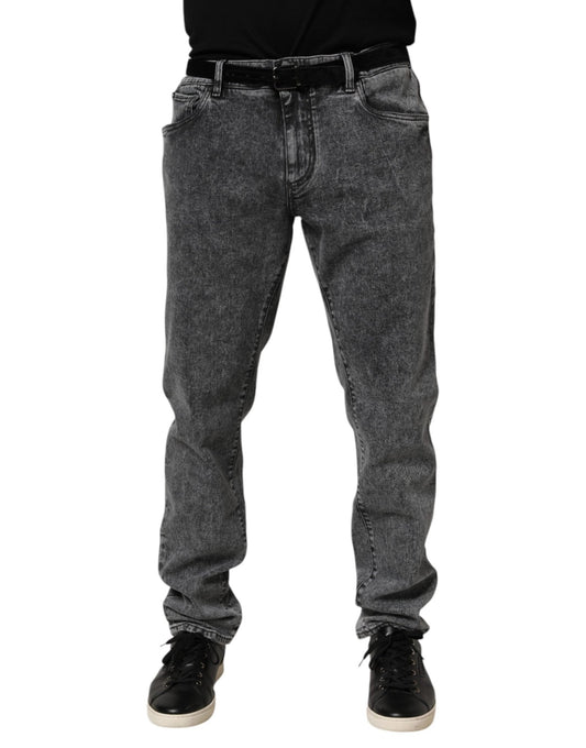 Dolce & Gabbana Gray Cotton Slim Fit Denim Trouser Jeans – IT56 | XXL par Dolce & Gabbana | Disponible sur Sandy Store ByNet