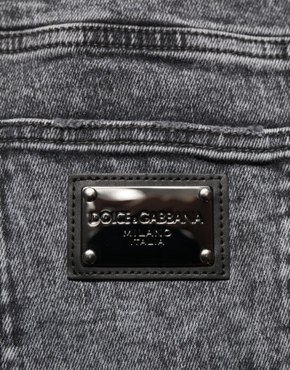 Dolce & Gabbana Gray Cotton Slim Fit Denim Trouser Jeans – IT56 | XXL par Dolce & Gabbana | Disponible sur Sandy Store ByNet