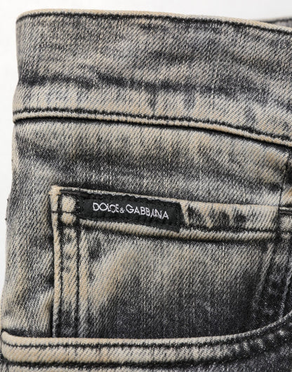 Dolce & Gabbana Gray Cotton Stretch Slim Fit Men Denim Jeans – IT56 | XXL par Dolce & Gabbana | Disponible sur Sandy Store ByNet