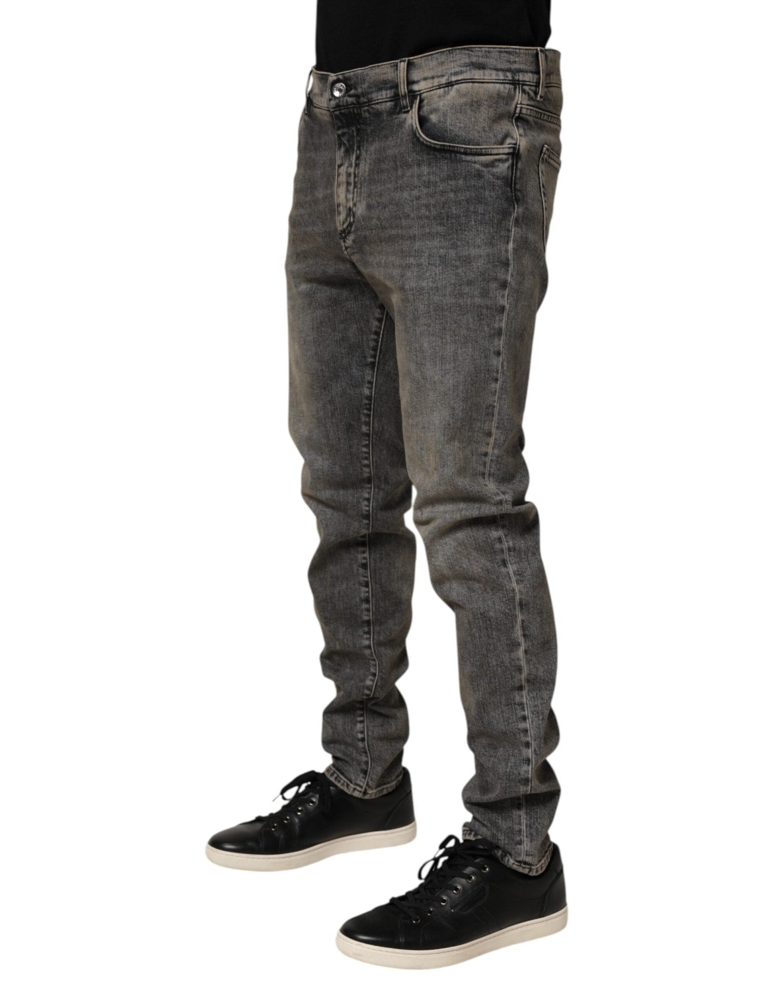 Dolce & Gabbana Gray Cotton Stretch Slim Fit Men Denim Jeans – IT56 | XXL par Dolce & Gabbana | Disponible sur Sandy Store ByNet
