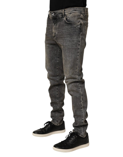 Dolce & Gabbana Gray Cotton Stretch Slim Fit Men Denim Jeans – IT56 | XXL par Dolce & Gabbana | Disponible sur Sandy Store ByNet