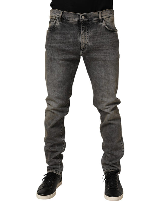 Dolce & Gabbana Gray Cotton Stretch Slim Fit Men Denim Jeans – IT56 | XXL par Dolce & Gabbana | Disponible sur Sandy Store ByNet