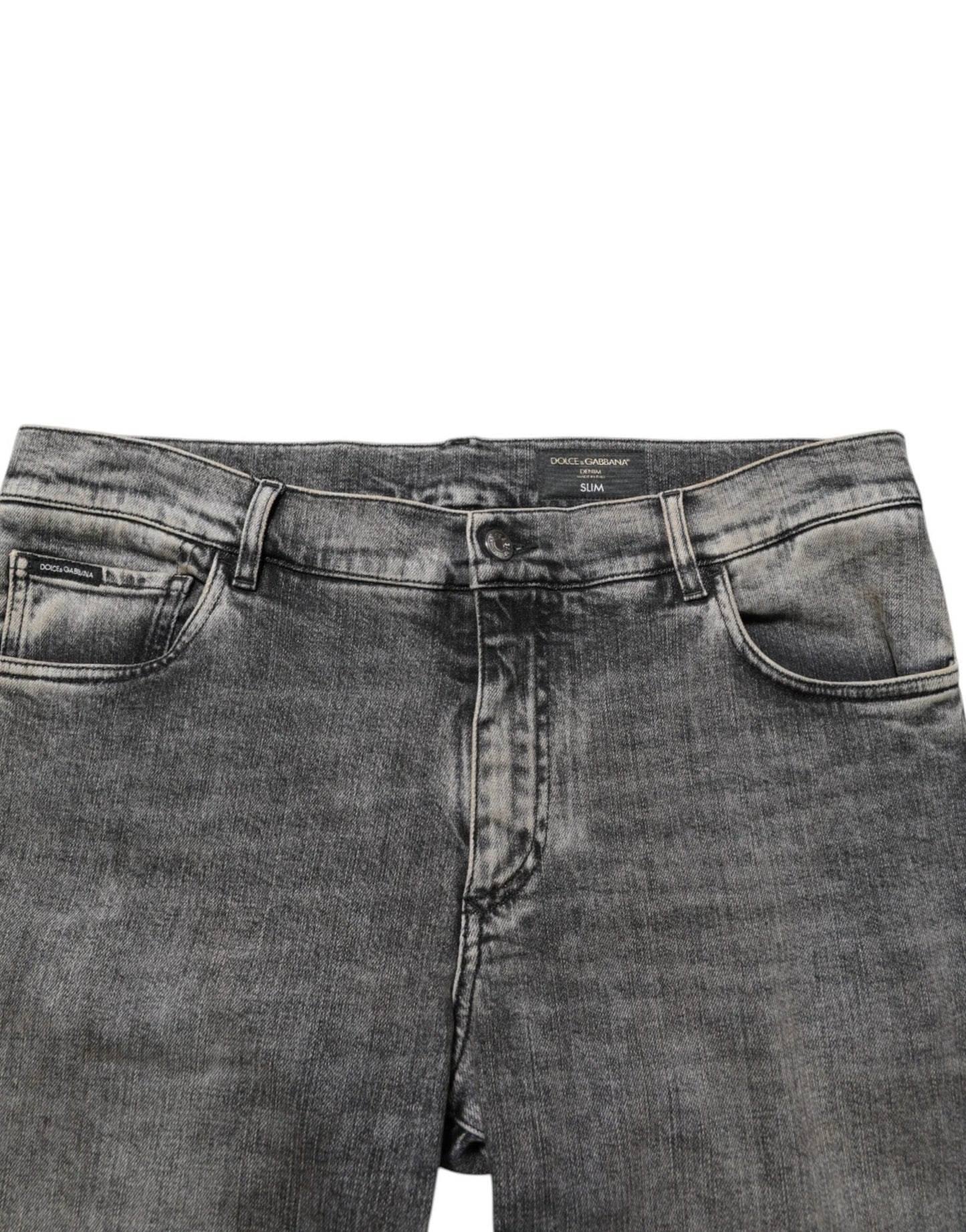 Dolce & Gabbana Gray Cotton Stretch Slim Fit Men Denim Jeans – IT56 | XXL par Dolce & Gabbana | Disponible sur Sandy Store ByNet