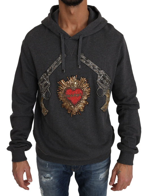 Dolce & Gabbana Gray Crystal Heart Gun Motif Sweater - Sandy Store ByNet