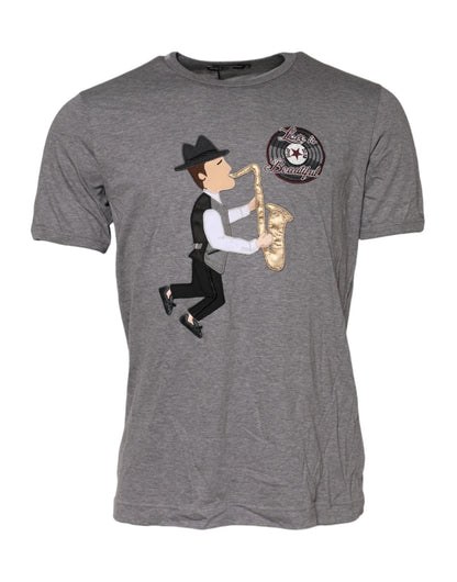 Dolce & Gabbana Gray DGFamily Cotton Crew Neck T-shirt – IT52 | XL par Dolce & Gabbana | Disponible sur Sandy Store ByNet
