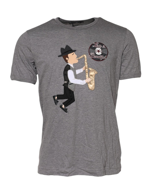 Dolce & Gabbana Gray DGFamily Cotton Crew Neck T-shirt – IT52 | XL par Dolce & Gabbana | Disponible sur Sandy Store ByNet