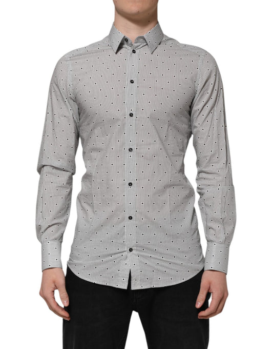 Dolce & Gabbana Gray Dotted Semi Fitted GOLD Men Formal Shirt – IT39 | S par Dolce & Gabbana | Disponible sur Sandy Store ByNet