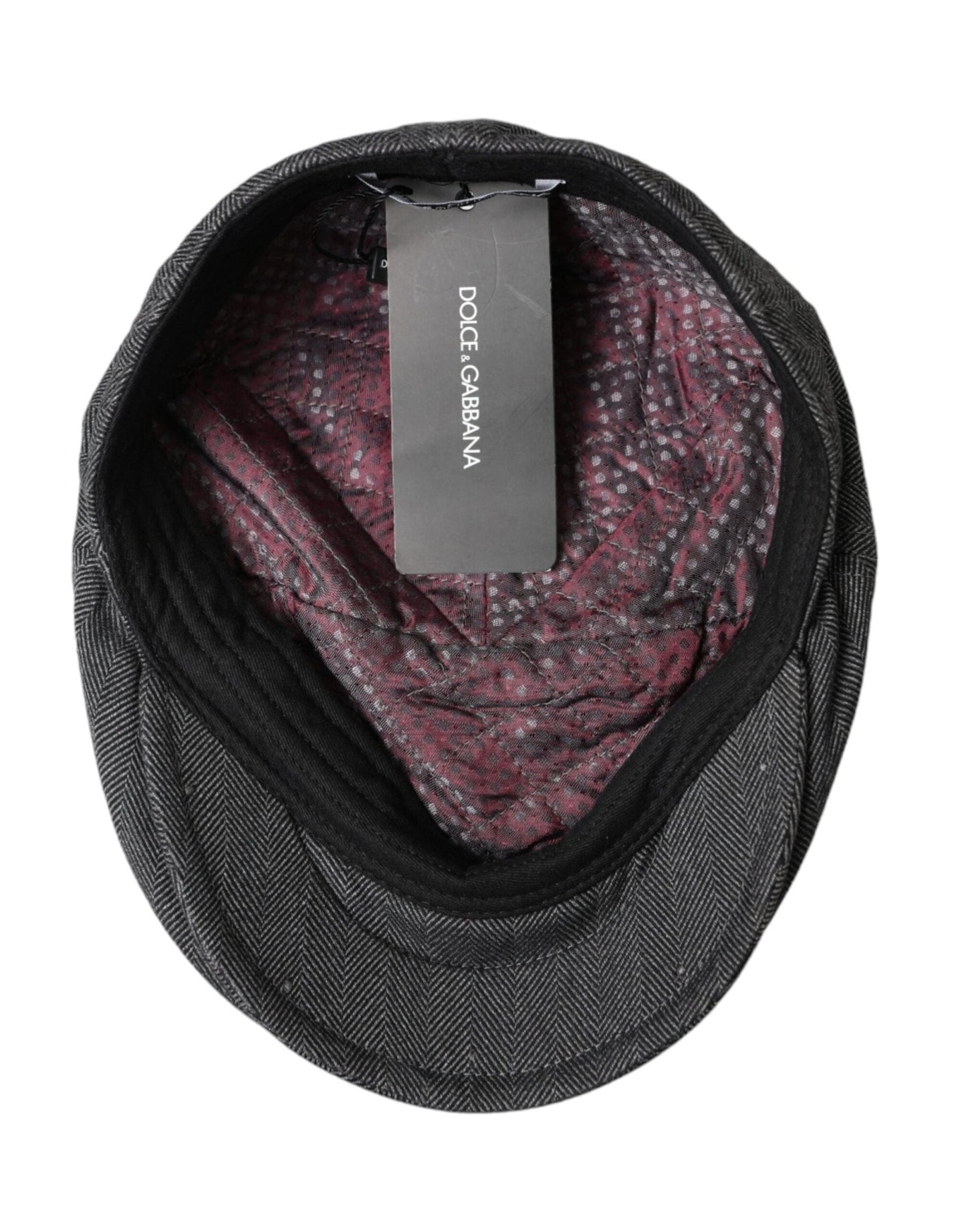 Dolce & Gabbana Gray Herringbone Crown Newsboy Hat Men - Sandy Store ByNet