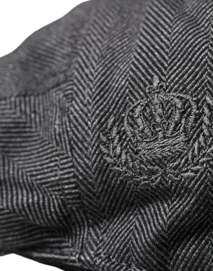 Dolce & Gabbana Gray Herringbone Crown Newsboy Hat Men - Sandy Store ByNet