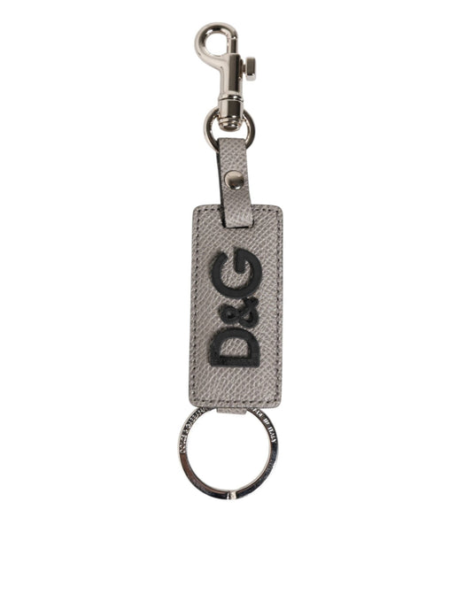 Dolce & Gabbana Gray Leather Logo Metal Ring Keychain Holder Keyring – par Dolce & Gabbana | Disponible sur Sandy Store ByNet