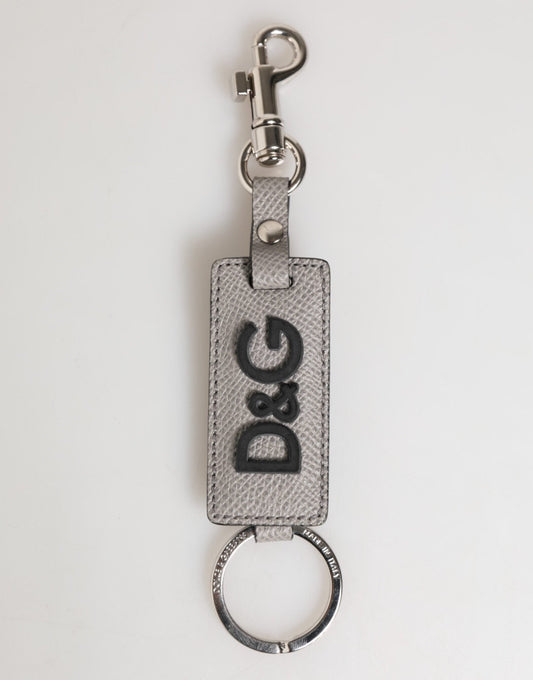 Dolce & Gabbana Gray Leather Logo Metal Ring Keychain Holder Men Keyring – par Dolce & Gabbana | Disponible sur Sandy Store ByNet