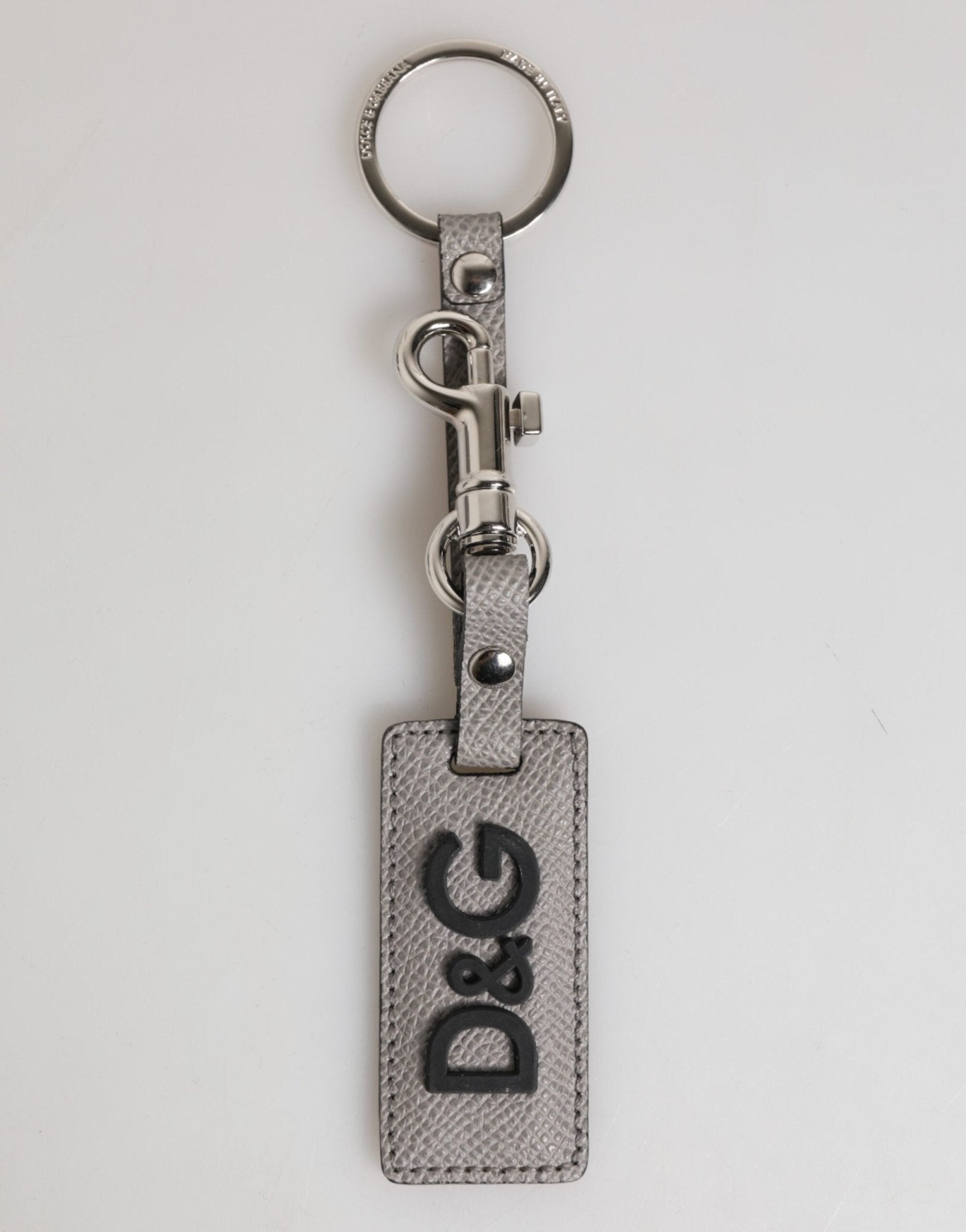 Dolce & Gabbana Gray Leather Logo Metal Ring Keychain Holder Men Keyring – par Dolce & Gabbana | Disponible sur Sandy Store ByNet