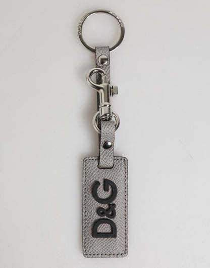 Dolce & Gabbana Gray Leather Logo Metal Ring Keychain Holder Men Keyring – par Dolce & Gabbana | Disponible sur Sandy Store ByNet