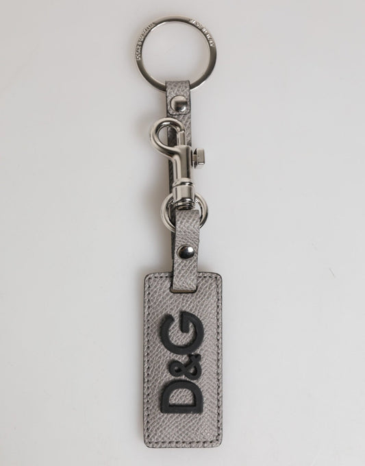 Dolce & Gabbana Gray Leather Logo Metal Ring Keychain Holder Men Keyring – par Dolce & Gabbana | Disponible sur Sandy Store ByNet