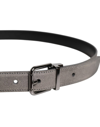 Dolce & Gabbana Gray Leather Silver Tone Metal Buckle Belt - Sandy Store ByNet